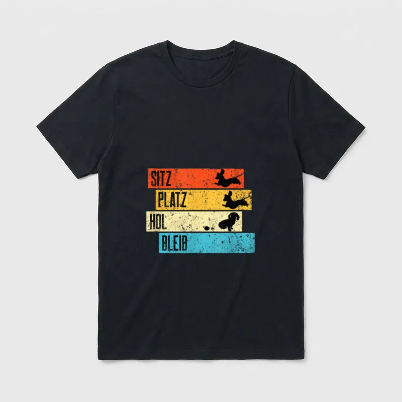 T-Shirt Dackel Druck – Klassisches T-Shirt in Schwarz