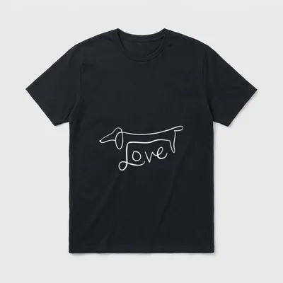Dackel Einzellinie Design Hundebesitzer Männlich T-Shirt – Klassisches T-Shirt in Schwarz
