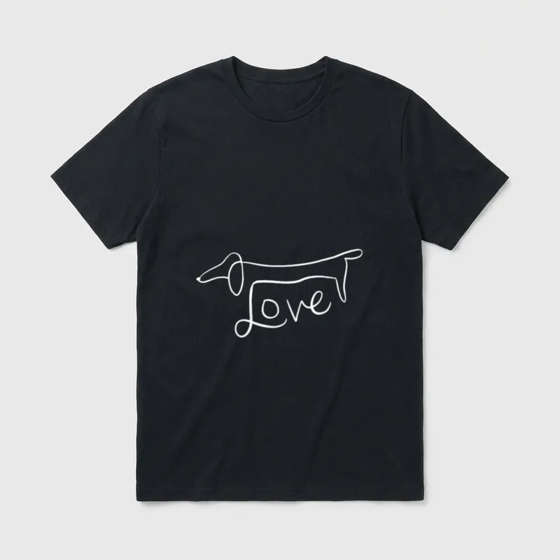 Dackel Einzellinie Design Hundebesitzer Männlich T-Shirt – Klassisches T-Shirt in Schwarz