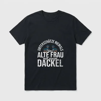 Alte Frau Mit Dackel T-Shirt – Klassisches T-Shirt in Schwarz