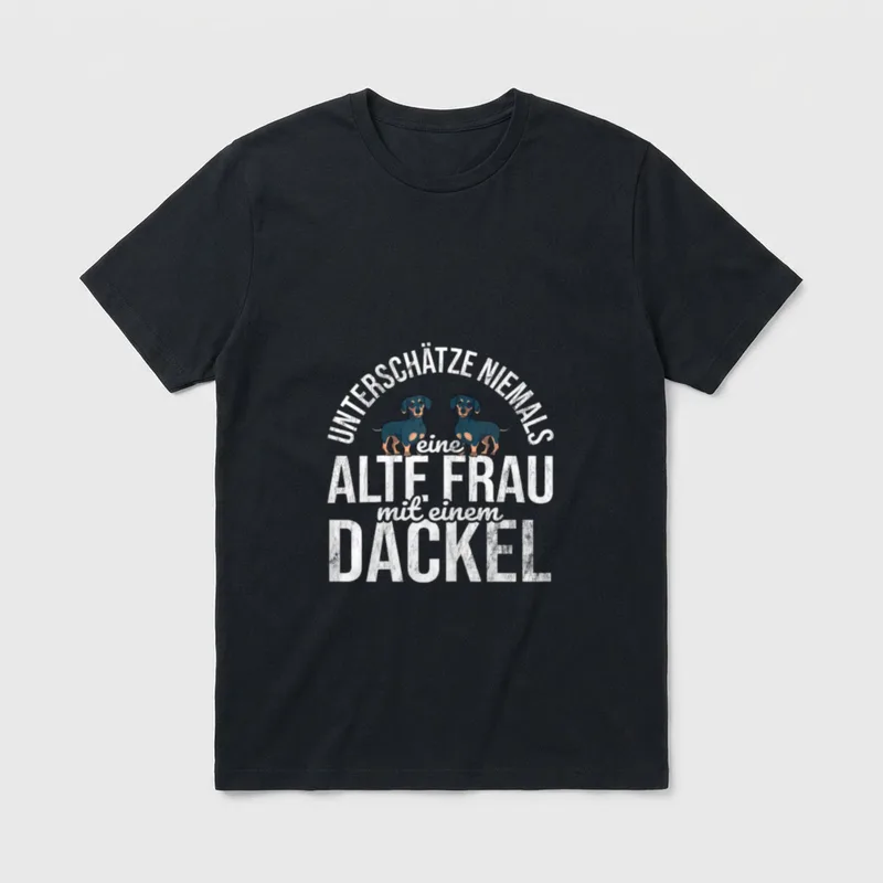 Alte Frau Mit Dackel T-Shirt – Klassisches T-Shirt in Schwarz