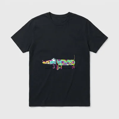 Bunter Dackel Cartoon I T-Shirt – Klassisches T-Shirt in Schwarz