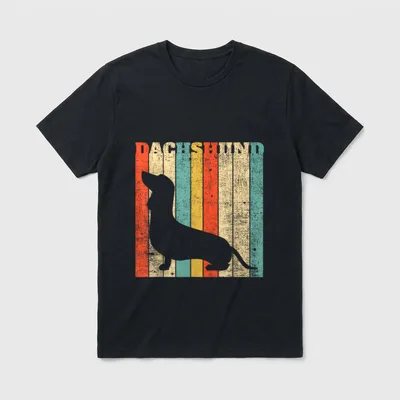 Dackel Retro Vintage Silhouette T-Shirt – Klassisches T-Shirt in Schwarz