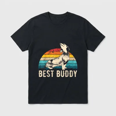 Retro Dackel Idee T-Shirt – Klassisches T-Shirt in Schwarz