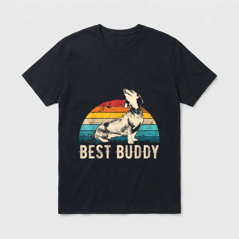 Retro Dackel Idee T-Shirt – Klassisches T-Shirt in Schwarz