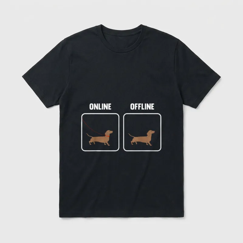 Dog Owner Online Offline T-Shirt – Klassisches T-Shirt in Schwarz