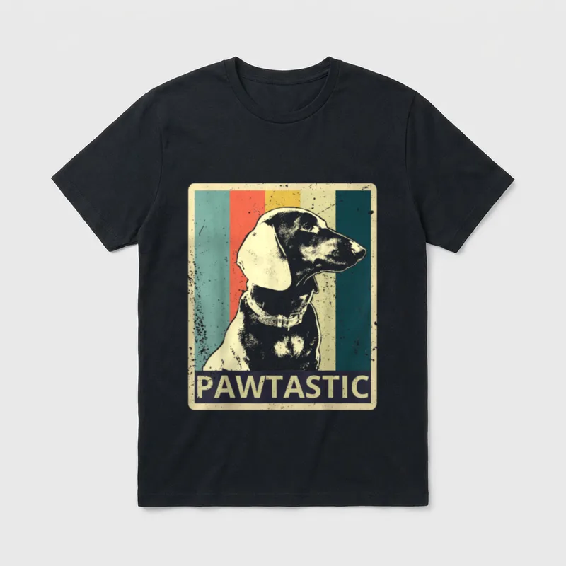 Retro Dackel Designer T-Shirt – Klassisches T-Shirt in Schwarz