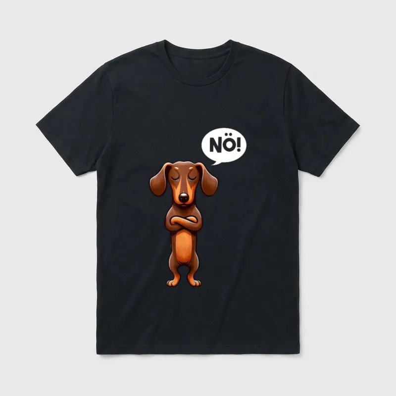 Dickköpfiger Rauhaardackel Nö Dackel T-Shirt 0163 – Klassisches T-Shirt in Schwarz