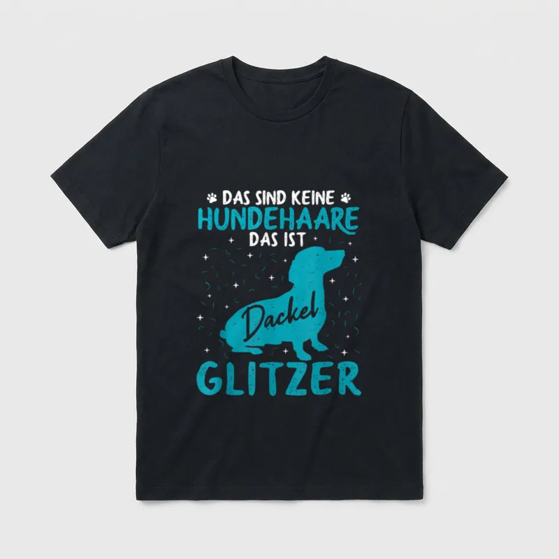 Dackel Glitzer Dachshund Hundehaare T-Shirt – Klassisches T-Shirt in Schwarz