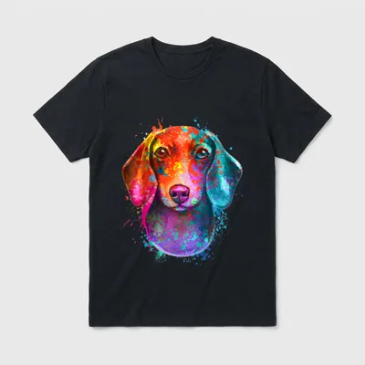 Bunter Dackel farbenfrohe Hunde T-Shirt – Klassisches T-Shirt in Schwarz