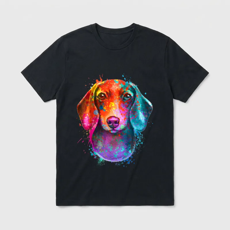 Bunter Dackel farbenfrohe Hunde T-Shirt – Klassisches T-Shirt in Schwarz