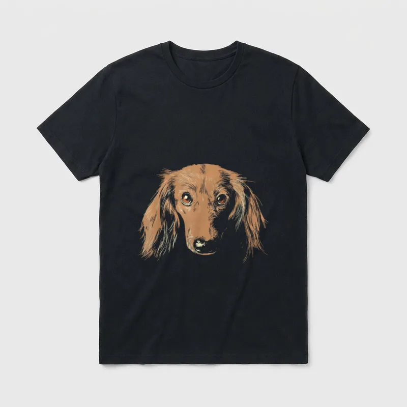 Dackel Teckel Kurzhaardackel Porträt T-Shirt – Klassisches T-Shirt in Schwarz