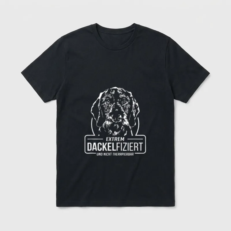 Lustiger Rauhaardackel Dackelfiziert Hunde T-Shirt – Klassisches T-Shirt in Schwarz