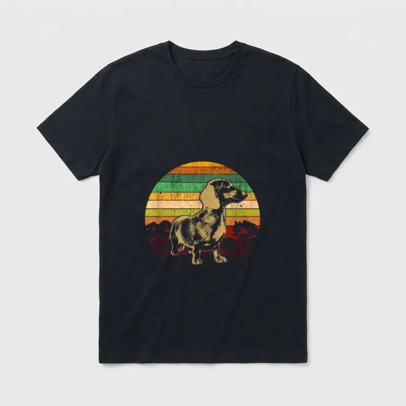 Dackel Vintage T-Shirt 0183 – Klassisches T-Shirt in Schwarz