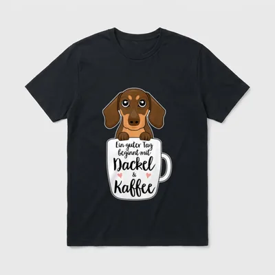 Dackel Hund Kaffee Teckel T-Shirt – Klassisches T-Shirt in Schwarz