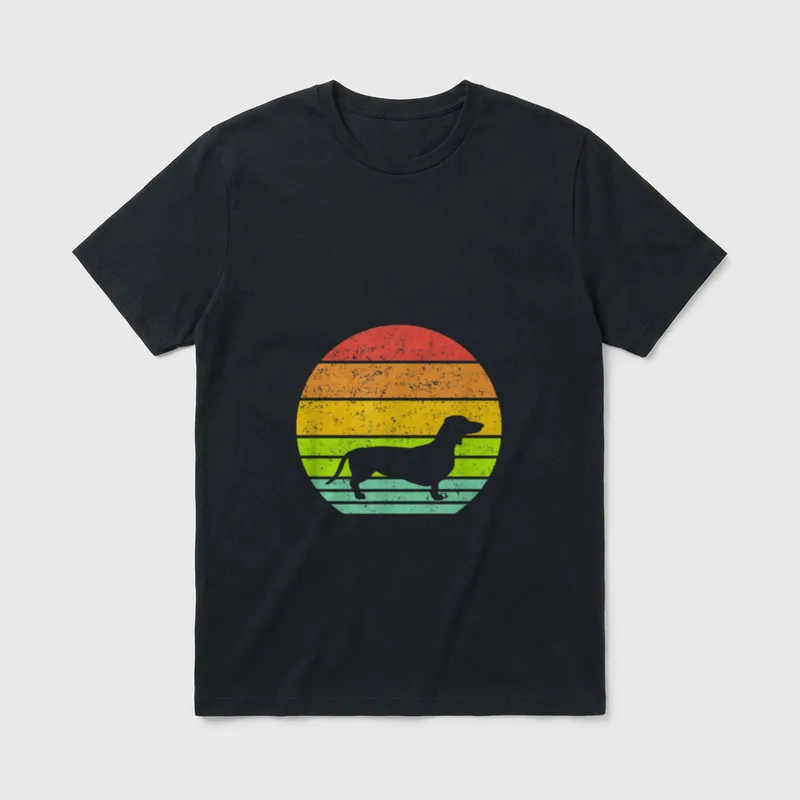 Vintage Dackel Dachshund Retro T-Shirt – Klassisches T-Shirt in Schwarz