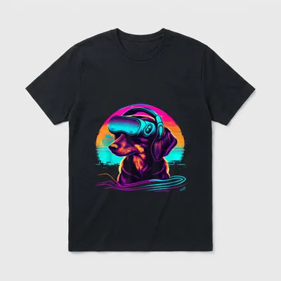 Funny VR Gamer Dackel T-Shirt – Klassisches T-Shirt in Schwarz