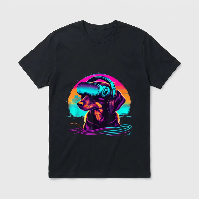 Funny VR Gamer Dackel T-Shirt – Klassisches T-Shirt in Schwarz