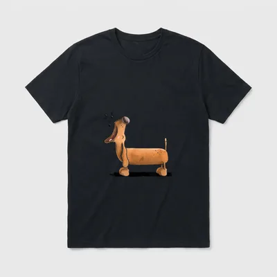 Happy Dackel Jault I T-Shirt – Klassisches T-Shirt in Schwarz