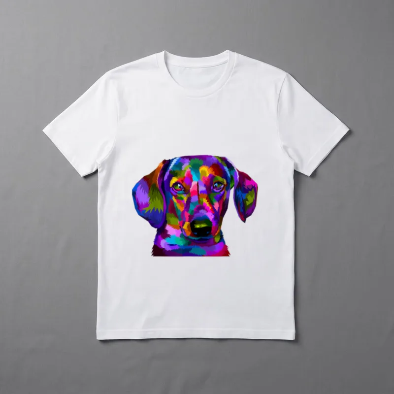 Dackel Pop Art Porträt T-Shirt – Klassisches T-Shirt in Schwarz