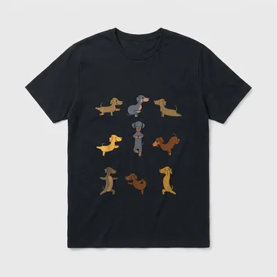 Dackel Yoga T-Shirt – Klassisches T-Shirt in Schwarz