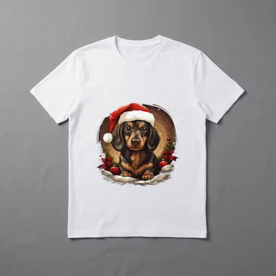 Dackel mit Weihnachtsmütze. Weihnachten T-Shirt – Klassisches T-Shirt in Schwarz