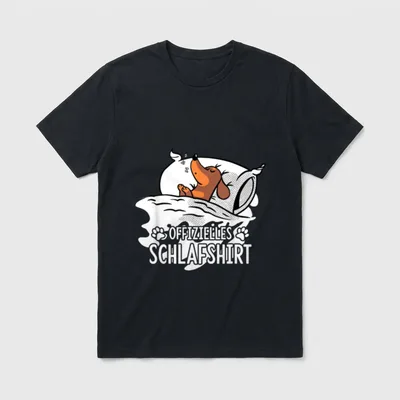 OFFIZIELLES SCHLAFSHIRT DACKEL SCHLAFANZUG T-Shirt 0224 – Klassisches T-Shirt in Schwarz