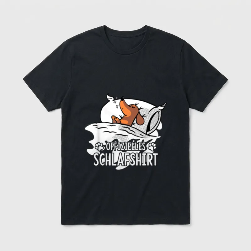 OFFIZIELLES SCHLAFSHIRT DACKEL SCHLAFANZUG T-Shirt 0224 – Klassisches T-Shirt in Schwarz