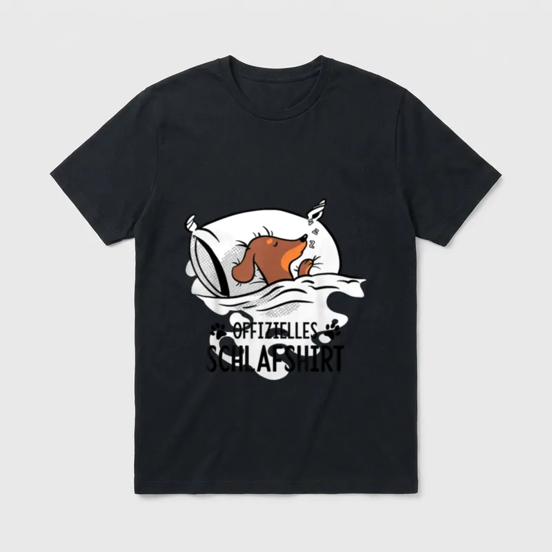 OFFIZIELLES SCHLAFSHIRT DACKEL SCHLAFANZUG T-Shirt 0225 – Klassisches T-Shirt in Schwarz