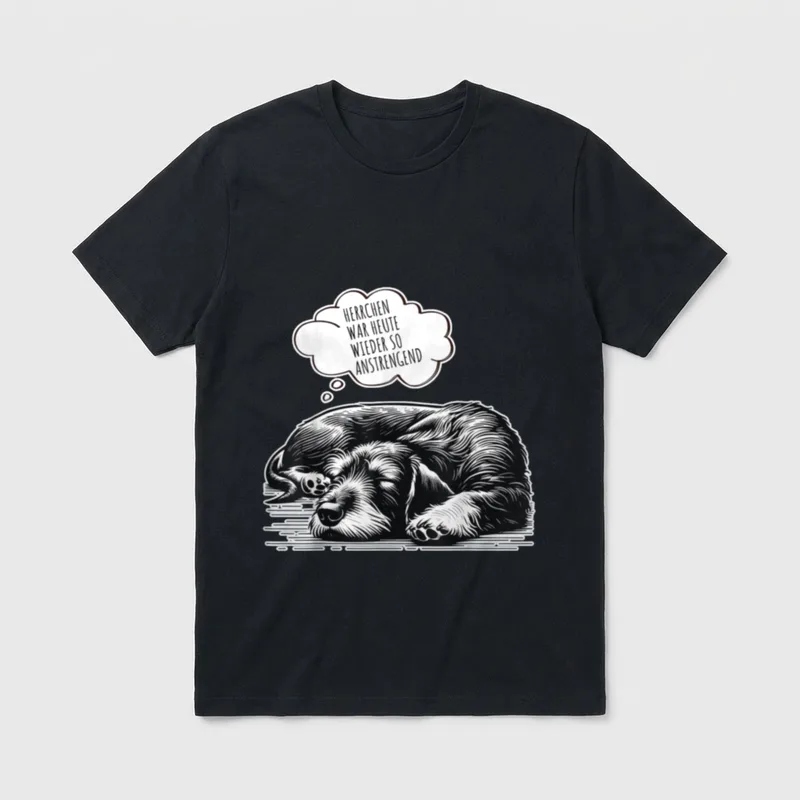Herrchen war heute wieder T-Shirt – Klassisches T-Shirt in Schwarz