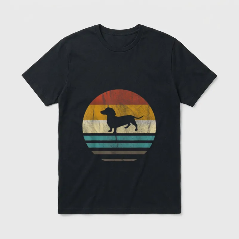 Dackel Dackelhund Retro Vintage T-Shirt – Klassisches T-Shirt in Schwarz