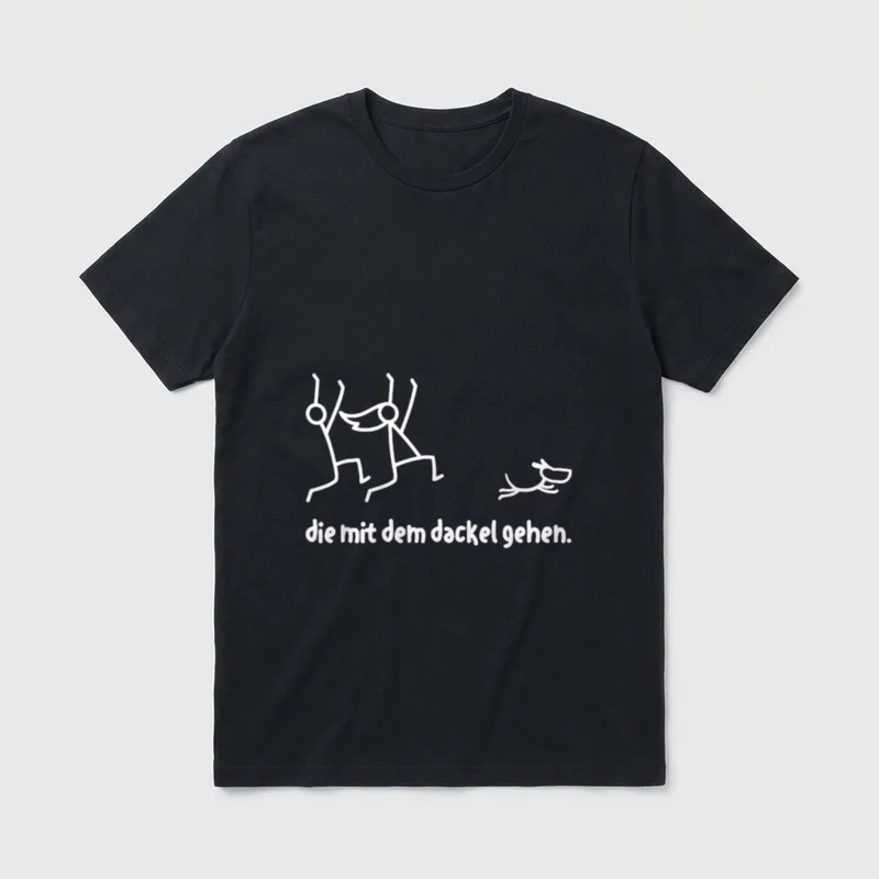 Die mit dem Dackel gehen T-Shirt – Klassisches T-Shirt in Schwarz