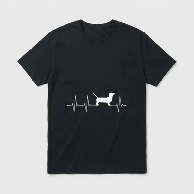 Dackel EKG Herzschlag Dachshund Hunde T-Shirt – Klassisches T-Shirt in Schwarz