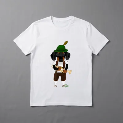 Dackel oktoberfest trompete trachten T-Shirt – Klassisches T-Shirt in Schwarz