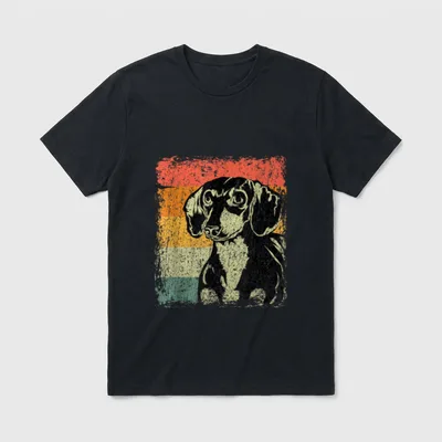 Retro Dachshund Hund Vintage T-Shirt – Klassisches T-Shirt in Schwarz