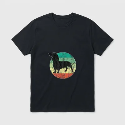 Retro Dackel Hund Dachshund T-Shirt – Klassisches T-Shirt in Schwarz