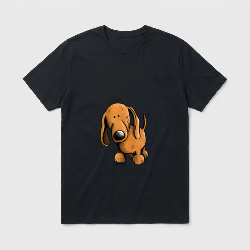 Witziger Dackel Cartoon I T-Shirt – Klassisches T-Shirt in Schwarz