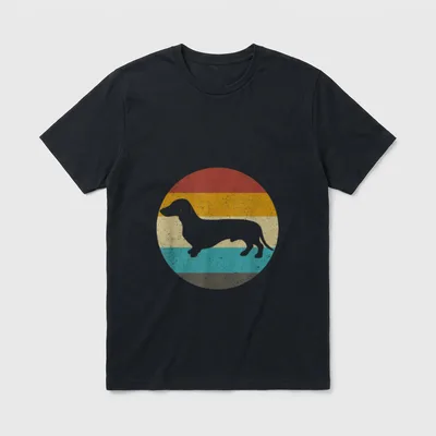 Retro Vintage Dackel T-Shirt – Klassisches T-Shirt in Schwarz