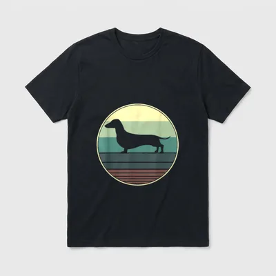 Retro Dackel T-Shirt 0251 – Klassisches T-Shirt in Schwarz