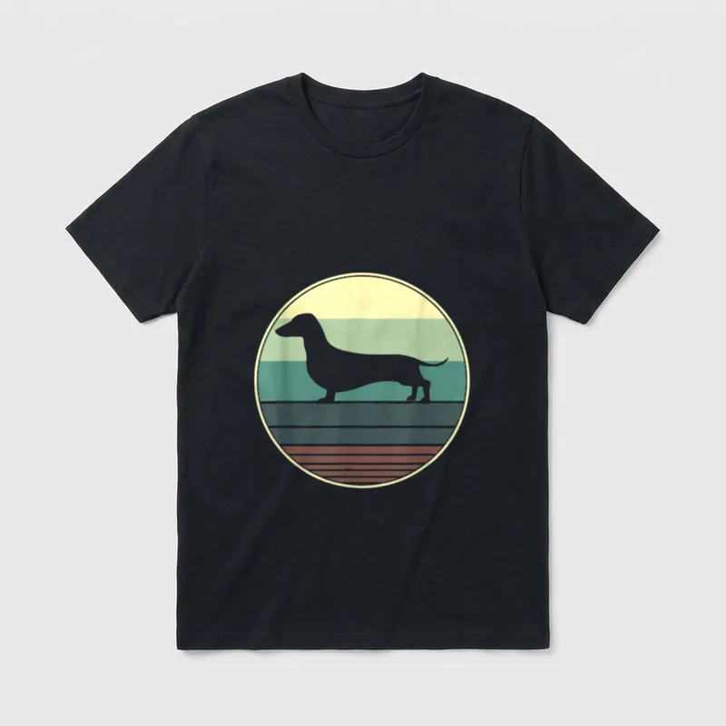 Retro Dackel T-Shirt 0251 – Klassisches T-Shirt in Schwarz