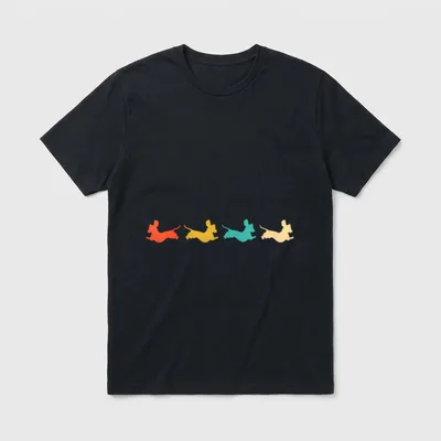 Dackel Dackelhund Silhouette Retro T-Shirt 0253 – Klassisches T-Shirt in Schwarz