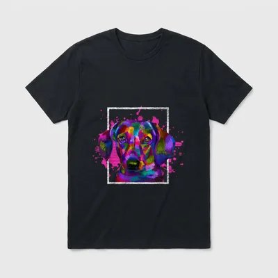 Buntes Dackel T-Shirt – Klassisches T-Shirt in Schwarz