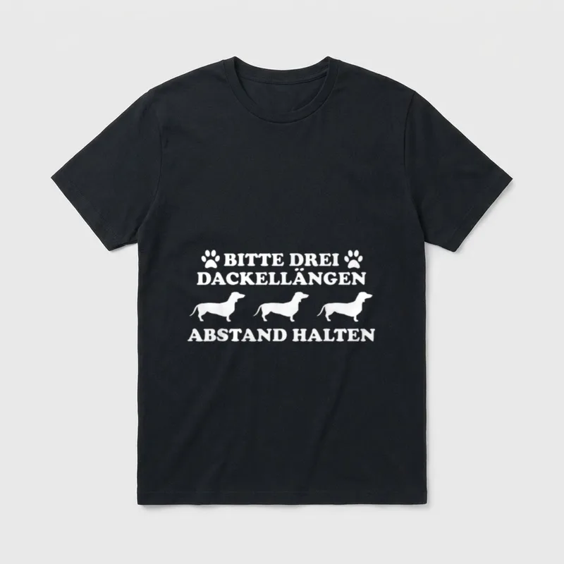 BITTE DREI DACKELLÄNGEN ABSTAND T-Shirt – Klassisches T-Shirt in Schwarz