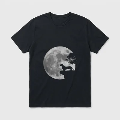Dackel Vollmond Dackelmotiv Dachshund T-Shirt – Klassisches T-Shirt in Schwarz
