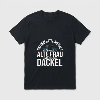 Alte Frau Mit Dackel Hunde T-Shirt – Klassisches T-Shirt in Schwarz