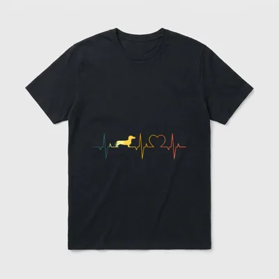 Dackel Herzschlag Retro Dachshund T-Shirt – Klassisches T-Shirt in Schwarz