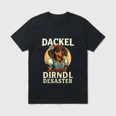 Dackel Dirndl Desaster Lustiger T-Shirt – Klassisches T-Shirt in Schwarz