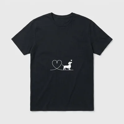 Dackel Herzlinie Minimalistisch Hundeliebhaber T-Shirt – Klassisches T-Shirt in Schwarz