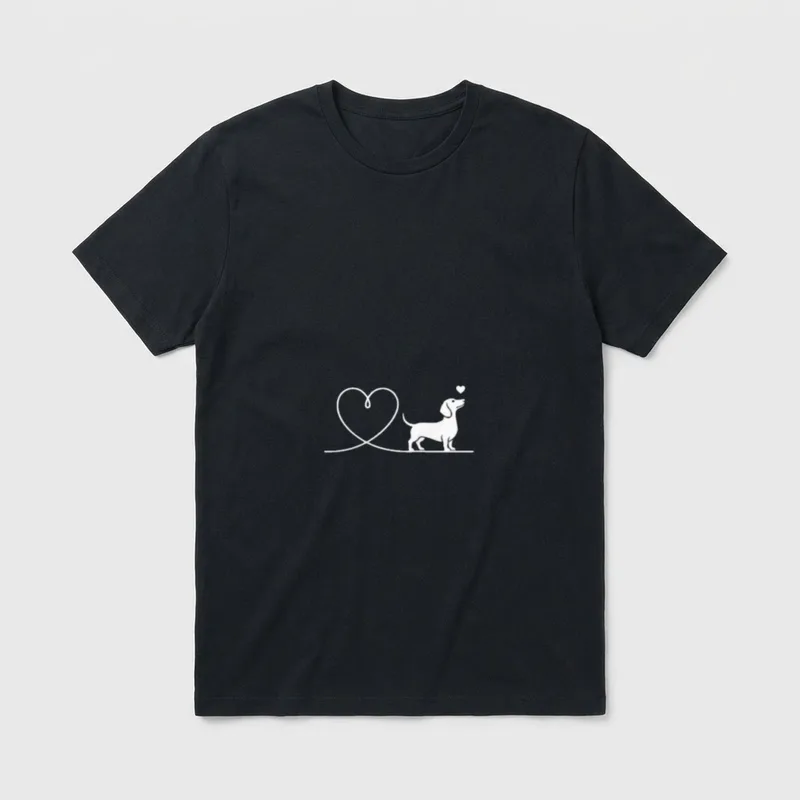 Dackel Herzlinie Minimalistisch Hundeliebhaber T-Shirt – Klassisches T-Shirt in Schwarz