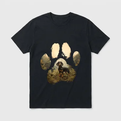 Dackel Mountain Paw Design T-Shirt – Klassisches T-Shirt in Schwarz